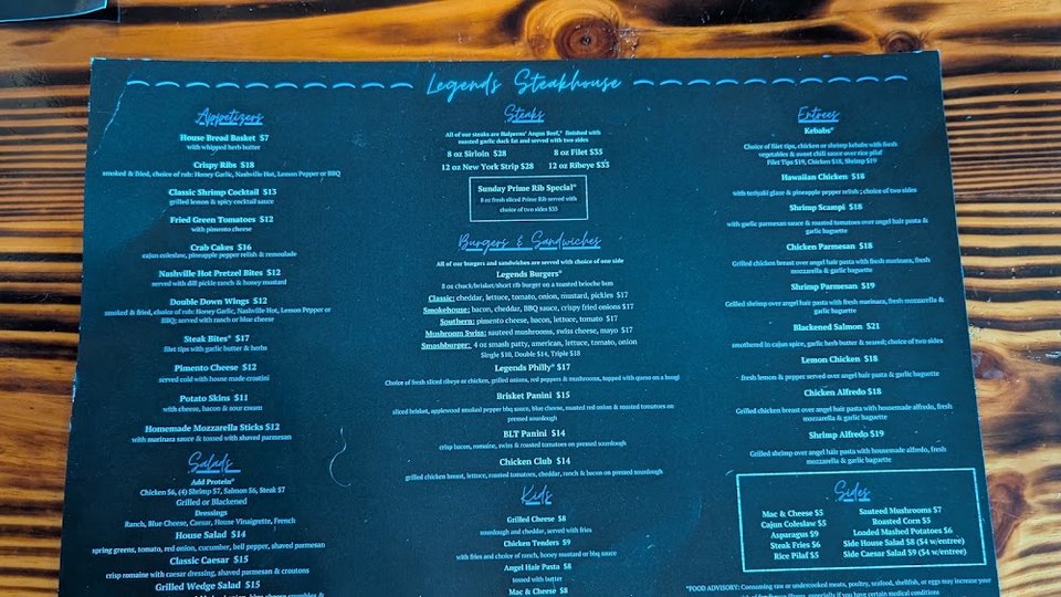 Menu page with steakhouse lunch specials.